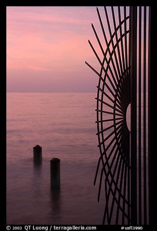 Grid at sunrise and ocean. Key West, Florida, USA