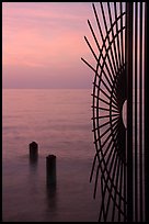 Grid at sunrise and ocean. Key West, Florida, USA