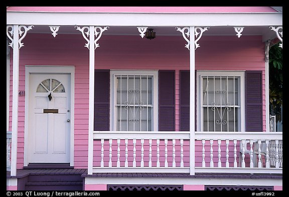 Pastel-colored pink porch. Key West, Florida, USA (color)