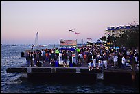 Crowds watching sunset at Mallory Square. Key West, Florida, USA ( color)