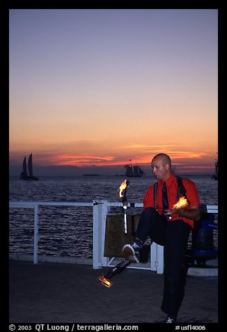 Juggler on Mallory Square, sunset. Key West, Florida, USA