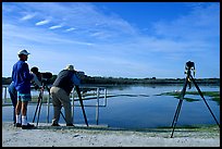 Photographers with big lenses, Ding Darling NWR, Sanibel Island. Florida, USA