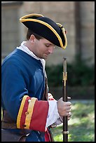 Period dressed Spanish soldier. St Augustine, Florida, USA