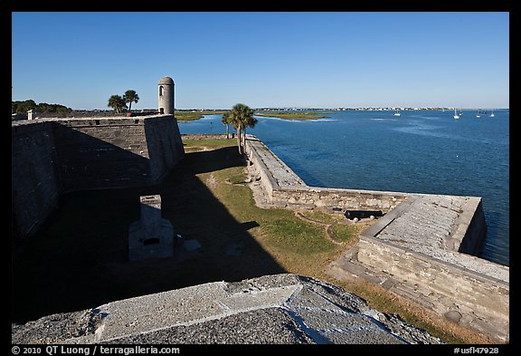Fort Castillo de San Marcos overlooking Matanzas Bay,. St Augustine, Florida, USA (color)
