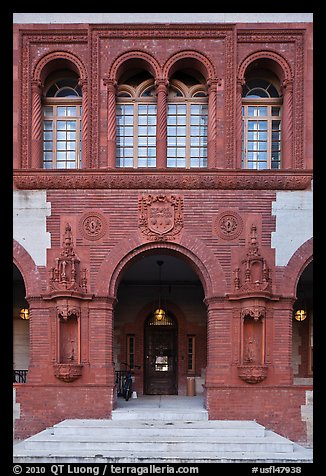 Spanish Renaissance style doorway, Ponce de Leon Hotel. St Augustine, Florida, USA (color)