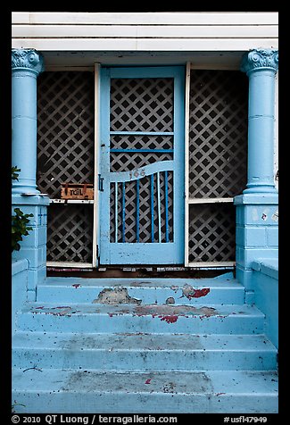 House blue doorway. St Augustine, Florida, USA (color)