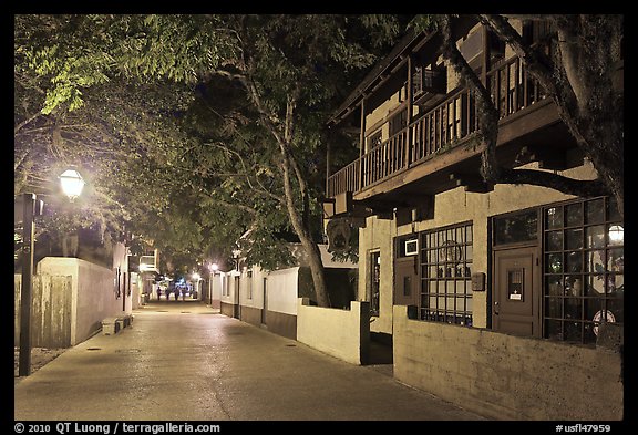 St George Street by night. St Augustine, Florida, USA