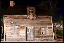 Facade of oldest wooden school house in the US by night. St Augustine, Florida, USA