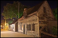 Oldest school house and street by night. St Augustine, Florida, USA (color)