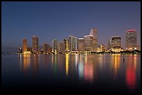 Downtown skyline at night, Miami. Florida, USA (color)