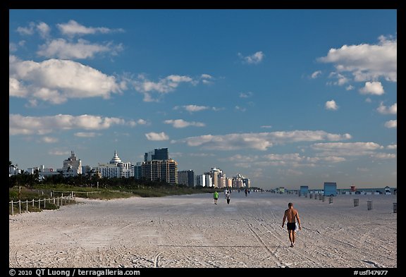 People strolling on South Beach, Miami Beach. Florida, USA (color)