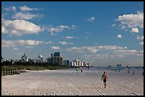 People strolling on South Beach, Miami Beach. Florida, USA (color)