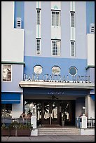 Entrance of Park Central Hotel in Art Deco architecture, Miami Beach. Florida, USA