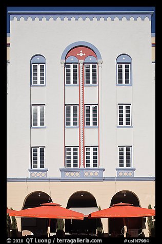 Art Deco hotel facade, Miami Beach. Florida, USA (color)