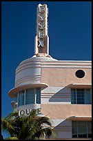 Deco-style spire on top of Essex hotel, Miami Beach. Florida, USA (color)