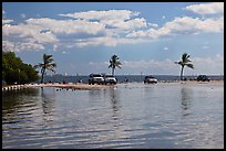 Flooded lot and Biscayne Bay, Matheson Hammock Park. Coral Gables, Florida, USA