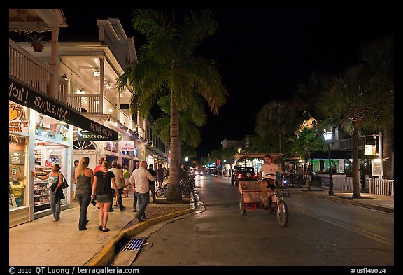 Street at night. Key West, Florida, USA (color)