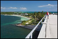 Tourists observing view from old bridge, Bahia Honda Key. The Keys, Florida, USA (color)