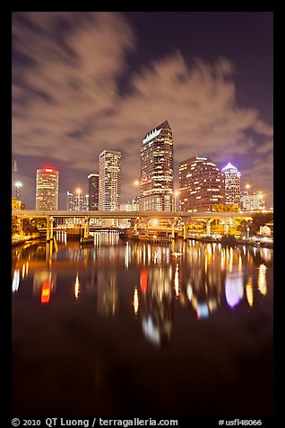 Downtown Tampa skyline at night, Tampa. Florida, USA (color)