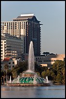 Fountain, Lake Eola, Sumerlin Park. Orlando, Florida, USA (color)