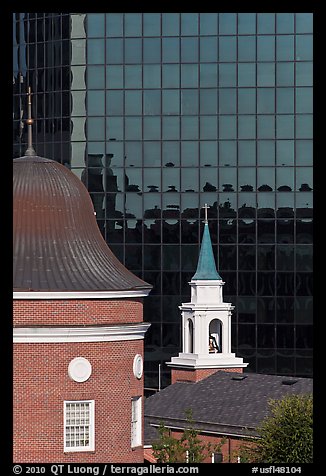 White steepled Church and glass building. Orlando, Florida, USA (color)