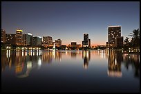 City skyline at dusk from Sumerlin Park. Orlando, Florida, USA ( color)