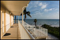 Beachfront resort and ocean, Sanibel Island. Florida, USA (color)