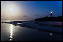 Lighthouse Point and full moon, Sanibel Island. Florida, USA (color)