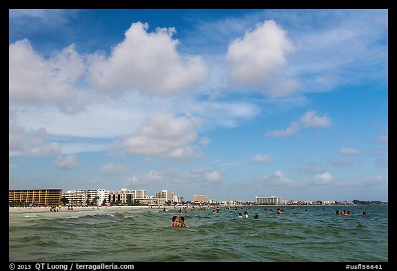 Sarasota skyline seen from Siesta beach waters. Florida, USA (color)