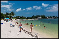Families on Sombrero Beach, Marathon Key. The Keys, Florida, USA (color)