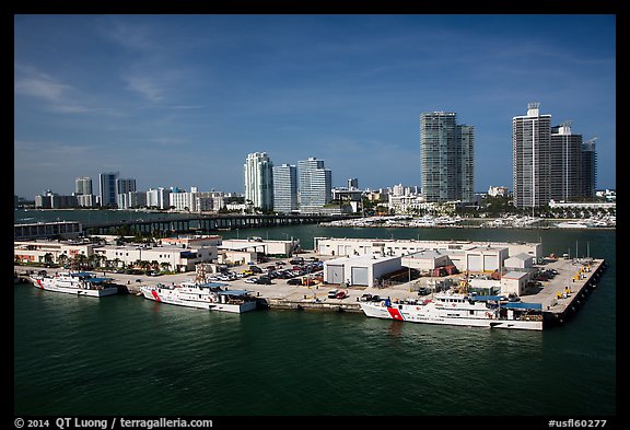 Coast guard station and Miami Beach. Florida, USA (color)