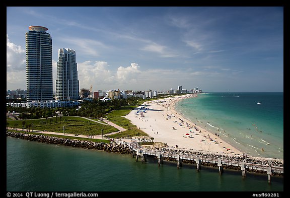 Maimi Beach pier and beach. Florida, USA (color)