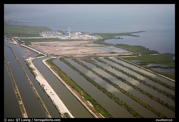 Aerial view of Turkey Point Nuclear Generating Station. Florida, USA