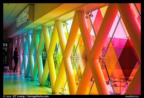 Multicolored windows, Miami International Airport, Miami. Florida, USA (color)