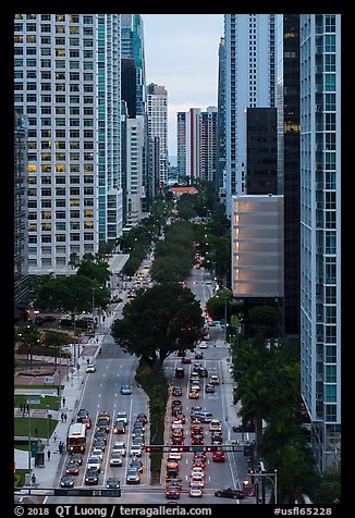 Brickell Avenue from above, Miami. Florida, USA (color)
