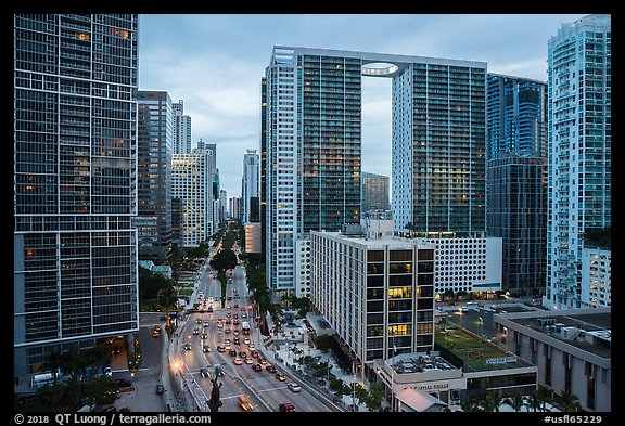 Brickell Skyline at dusk, Miami. Florida, USA (color)