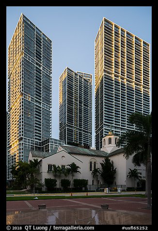 First Presbyterian Church and high rise towers, Miami. Florida, USA (color)