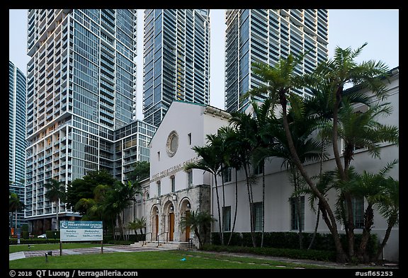 First Miami Presbyterian Church and Viceroy towers, Miami. Florida, USA (color)