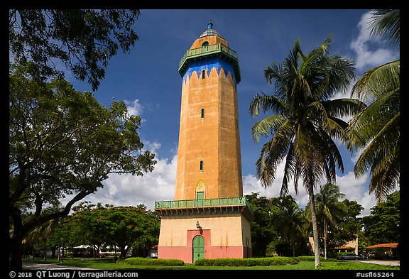 Alhambra Water Tower and trees. Coral Gables, Florida, USA (color)