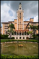Pond and Miami Biltmore Hotel. Coral Gables, Florida, USA ( color)