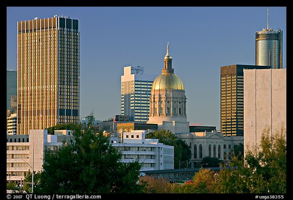 Skyline and Georgia Capitol, late afternoon. Atlanta, Georgia, USA (color)