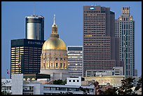 Georgia Capitol and high rise buildings, dusk. Atlanta, Georgia, USA