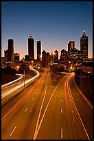 Highway and skyline, dusk. Atlanta, Georgia, USA