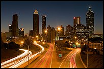 Atlanta skyline and highway at night. Atlanta, Georgia, USA