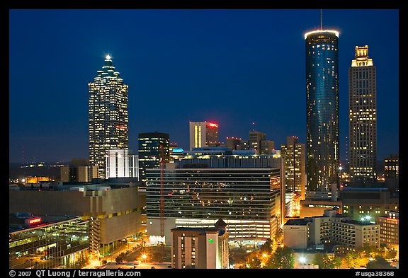 Downtown High-rise buildings at night. Atlanta, Georgia, USA (color)