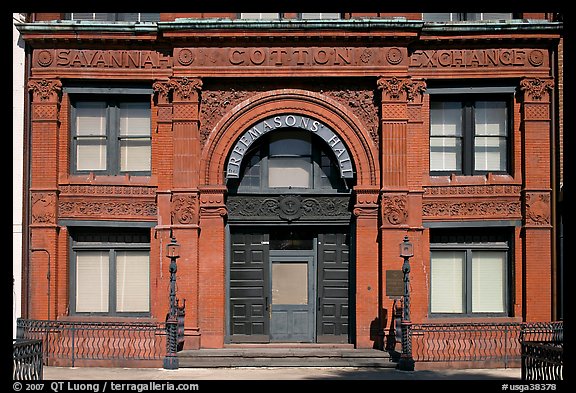 Facade detail of Savannah Cotton Exchange. Savannah, Georgia, USA (color)