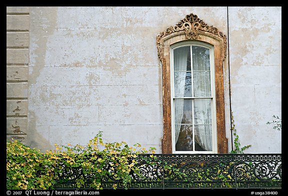 Window and wall, historical district. Savannah, Georgia, USA (color)