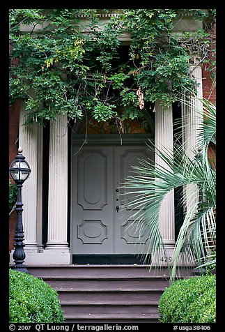 Doorway with luxuriant vegetation. Savannah, Georgia, USA