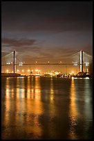 Savannah Bridge and lights at dusk. Savannah, Georgia, USA