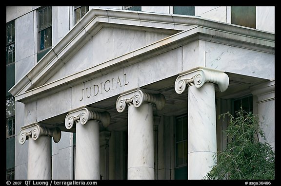 Courthouse entrance with inscription Judicial. Atlanta, Georgia, USA (color)